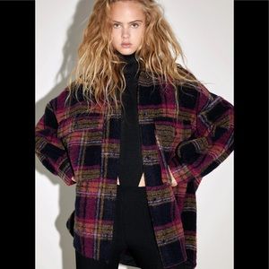 Zara Wool Blend Plaid Shacket